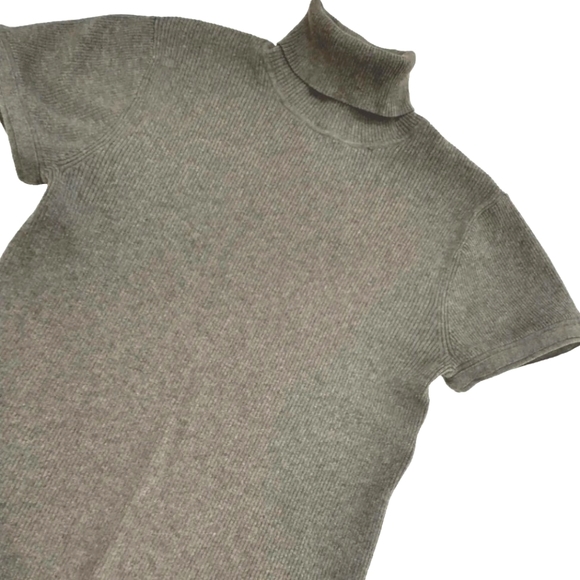 Apt 9 Short Sleeve Turtleneck Rib Knit Gray Sweater Size L - Picture 3 of 7